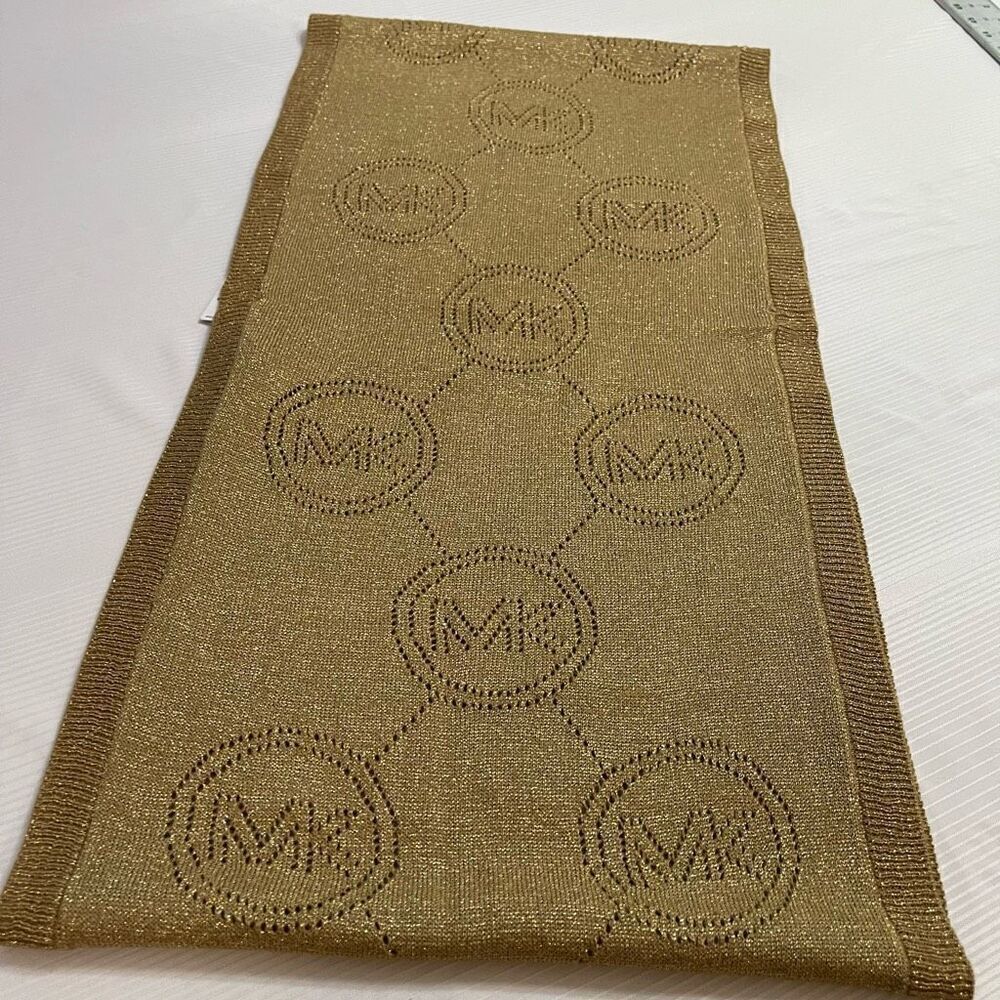 NWT Michael Kors Tan/Light Brown Logo Patterned Infinity Scarf NEW